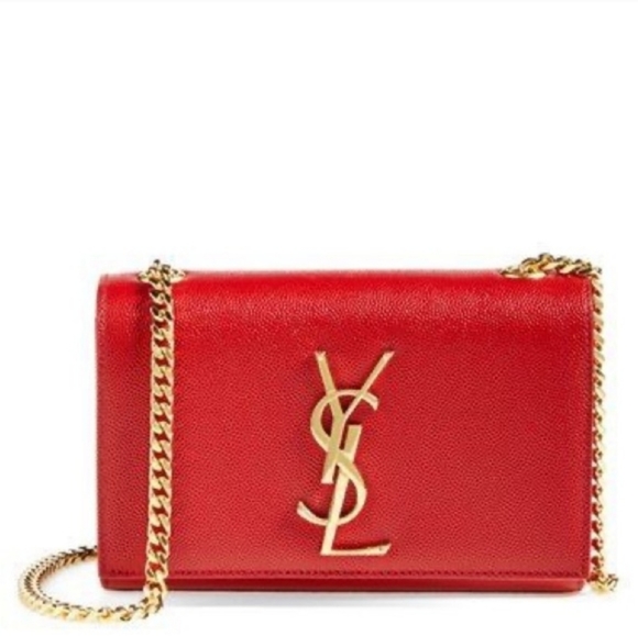 Rare! NEW! YSL SAINT LAURENT Grain De Poudre Small Monogram Kate in Red - Picture 2 of 16